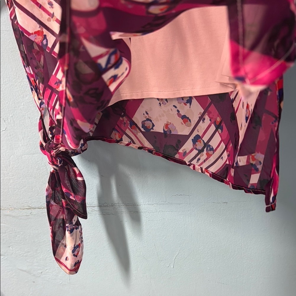 Dana Buchman Asymmetrical Red and Pink Short Sleeve Tunic #63 - Picture 9 of 9